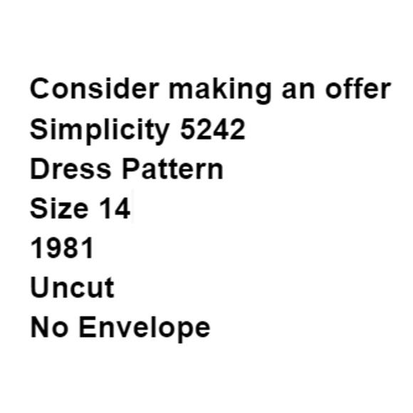 Simplicity 5242 Pattern Dress Miss 14 Uncut Knee Length Collar Button Front - Picture 3 of 5